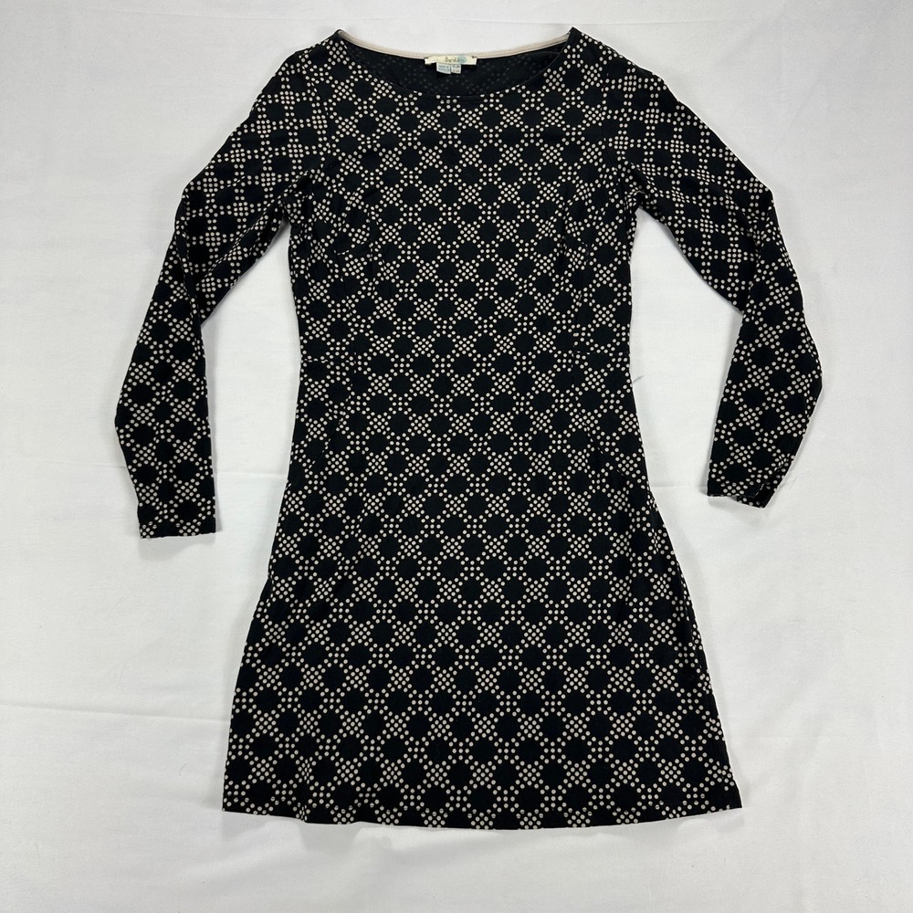 Boden Navy Polka Dot Knit Dress Long Sleeve Cotton Modal Fit‎ & Flare 8R